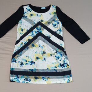 Cynthia Rowley Women's LRG Long Blouse Floral 3/4 Sleeve Zip-up Back Top